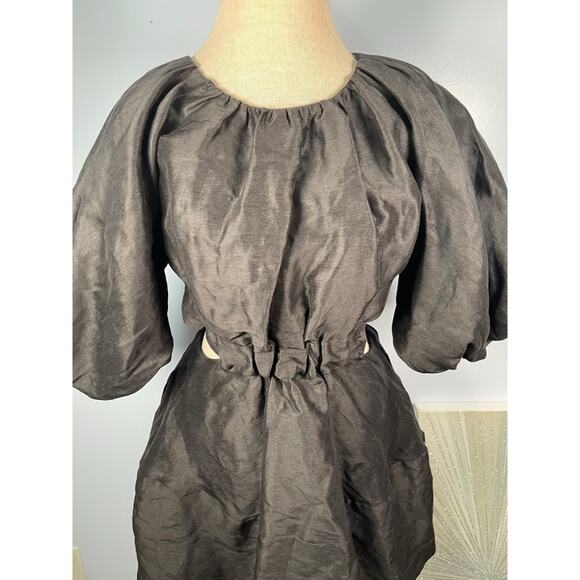 Aje Mimosa Puff Sleeve Cutout Black Onyx Mini Dress Size 6 - Picture 7 of 12